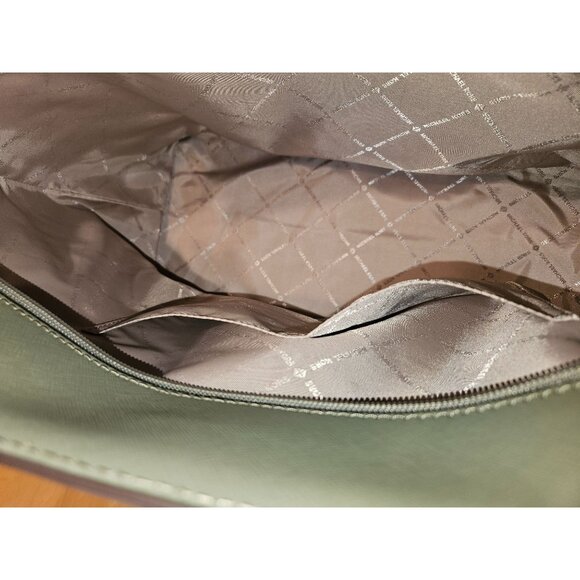 Michael Kors Leather Gilly Drawstring Travel Utility Work Green Shoulder Tote - Picture 15 of 16